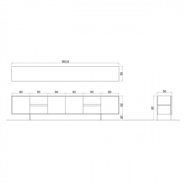 Disegno tecnico | Profili - Falegnameria & Design Disegno di un mobile soggiorno. Progettazione su misura dell'arredamento di un appartamento.