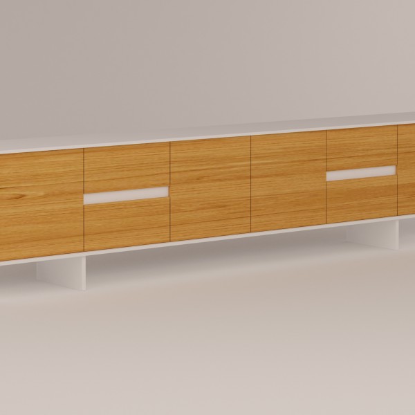 Render mobile soggiorno | Profili - Falegnameria & Design Rendering di un mobile soggiorno. Progettazione su misura dell'arredamento di un appartamento.
