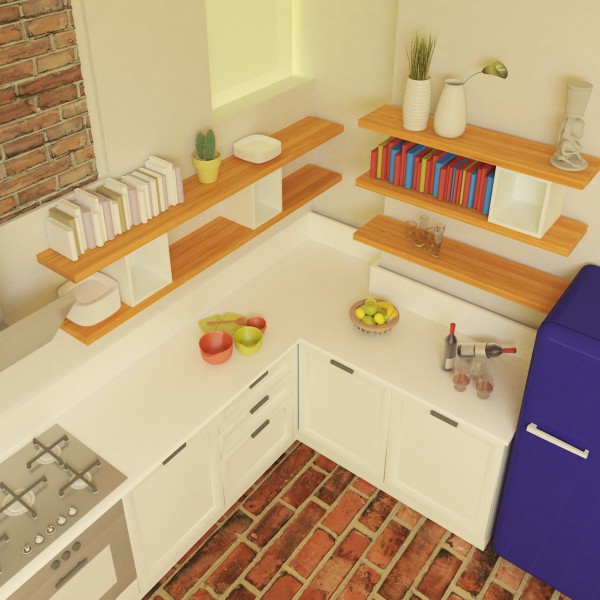 Render cucina | Profili - Falegnameria & Design Rendering cucina. Progettazione su misura dell'arredamento di un appartamento.